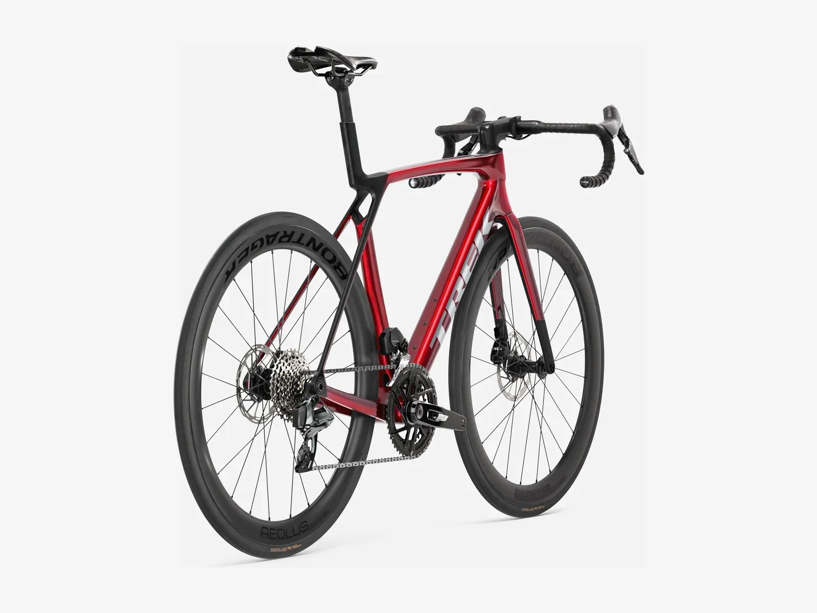 Trek Madone in Rot, schräg von hinten